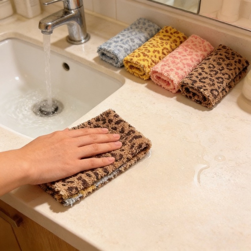 6pcs retro double sided colored leopard print cleaning cloths polyester square towels for dishwashing wiping tables suitable and living room use Product details 1