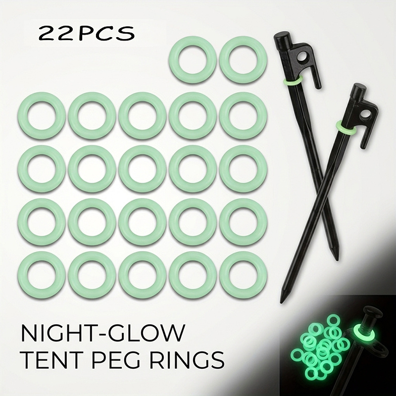 14/22-pack Elastic Rubber For Camping Pegs - Please To Sunlight Before Use. Camping Essential! At Night! (pegs Not Included)