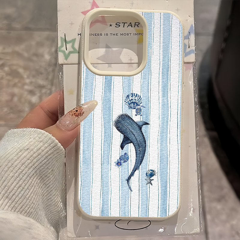 TEMU Phone Case - A Phone Case Featuring And Of A Blue Striped Whale Shark, Uniquely Designed For Iphone 17/16 Pro Max/14/16 Plus/15/13