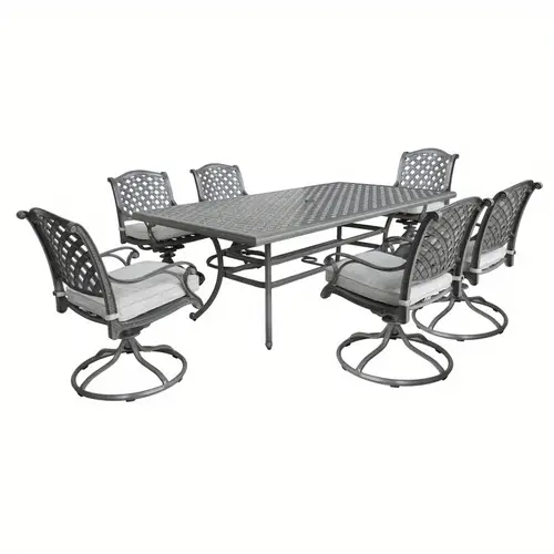 offer popular trending outdoor 7piece aluminum dining set with cushion golden gauze flash gone