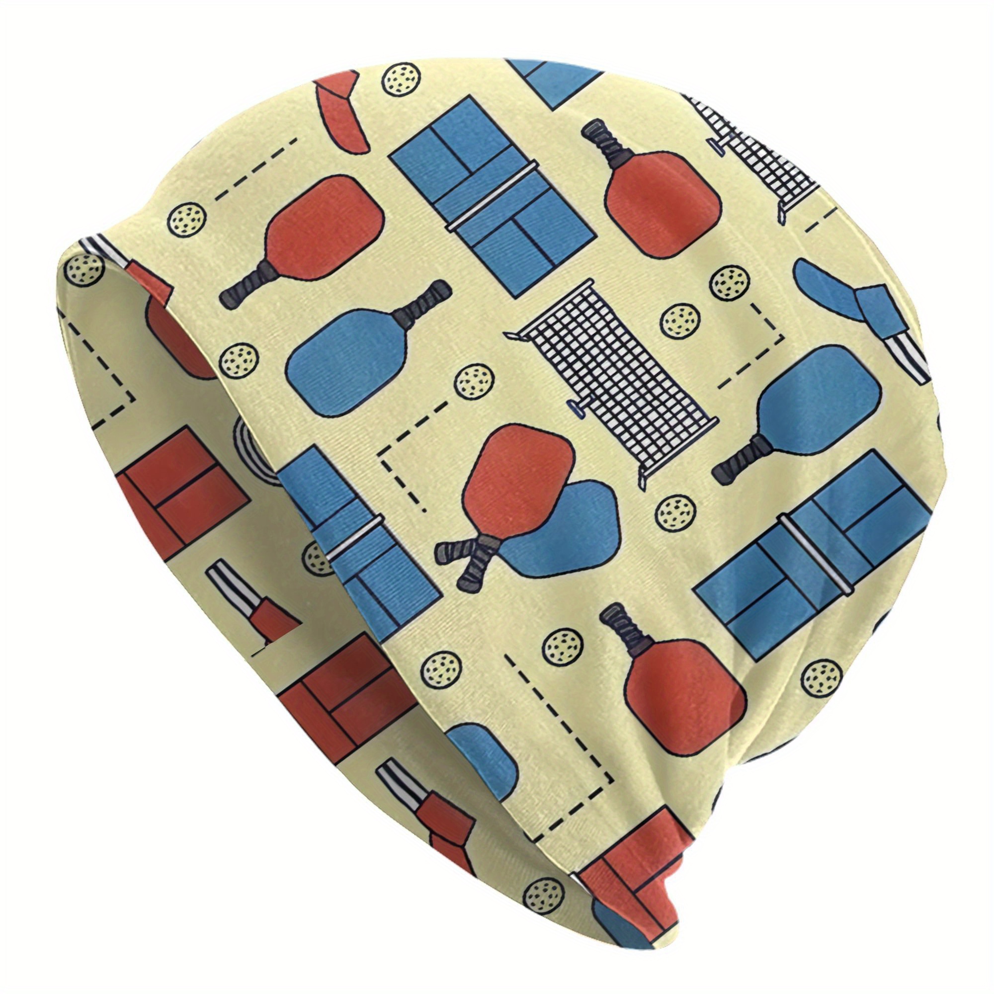 TEMU Pickleball Life Themed Beanie Hat - Lightweight, Breathable Polyester Knit With Vintage Design For , Ideal For Sports & Casual Wear, Casual Wear