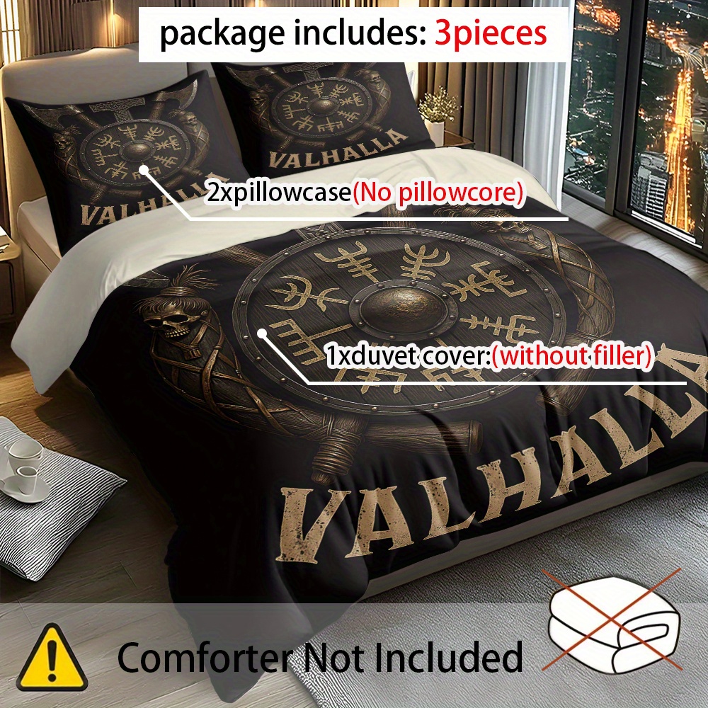 Image of 3pcs Bedding, Pattern Duvet Cover And Pillowcases - Includes 1pc Duvet Cover And 2pcs Pillowcases (fillings Not Included), Breathable And Soft, Polyester Fiber, Machine Washable, Suitable For