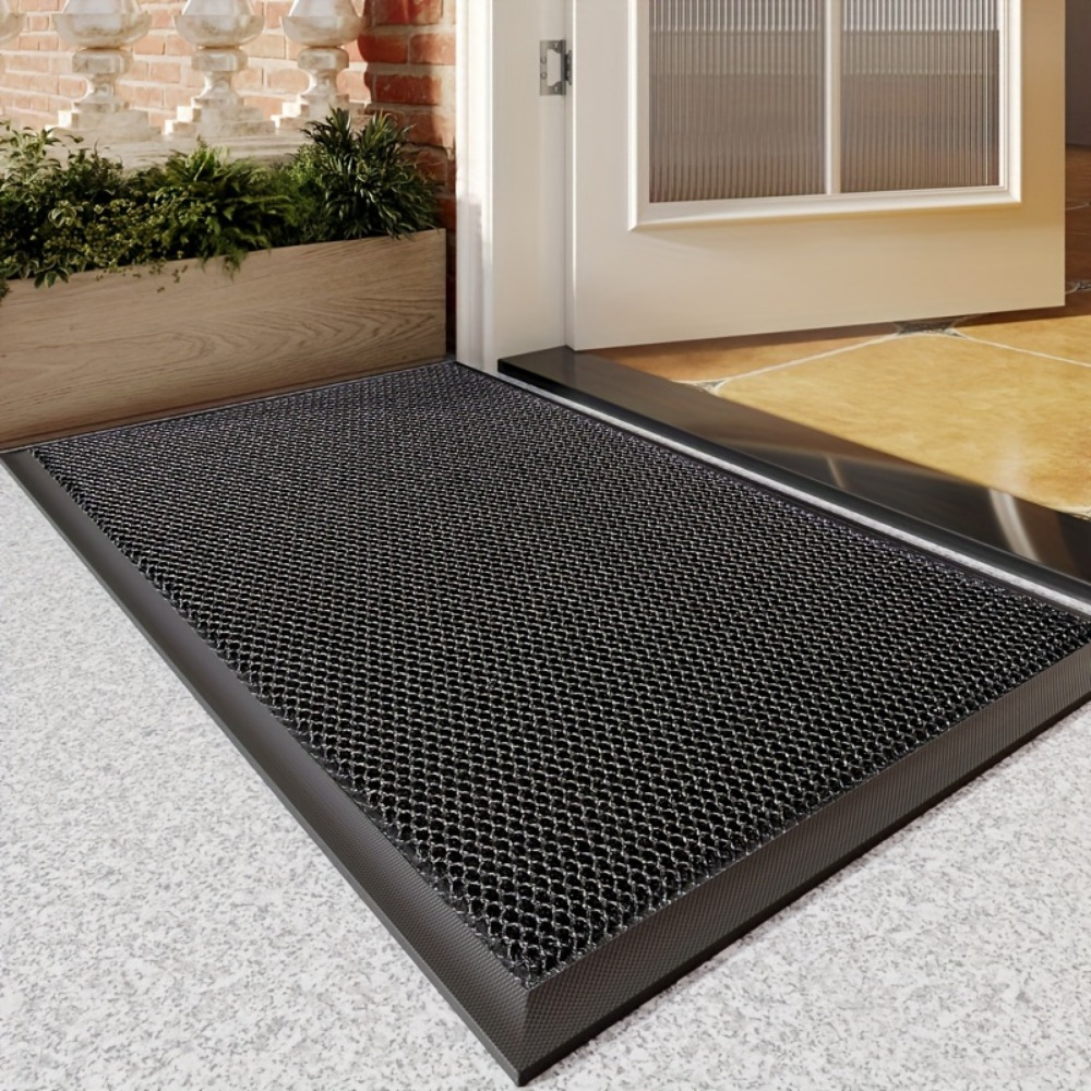 

1pc Non-slip Pvc Rubber Doormat, Mesh, Water-resistant, Hand Washable, Polyester , Indoor/outdoor For Home & Commercial Use - Sizes