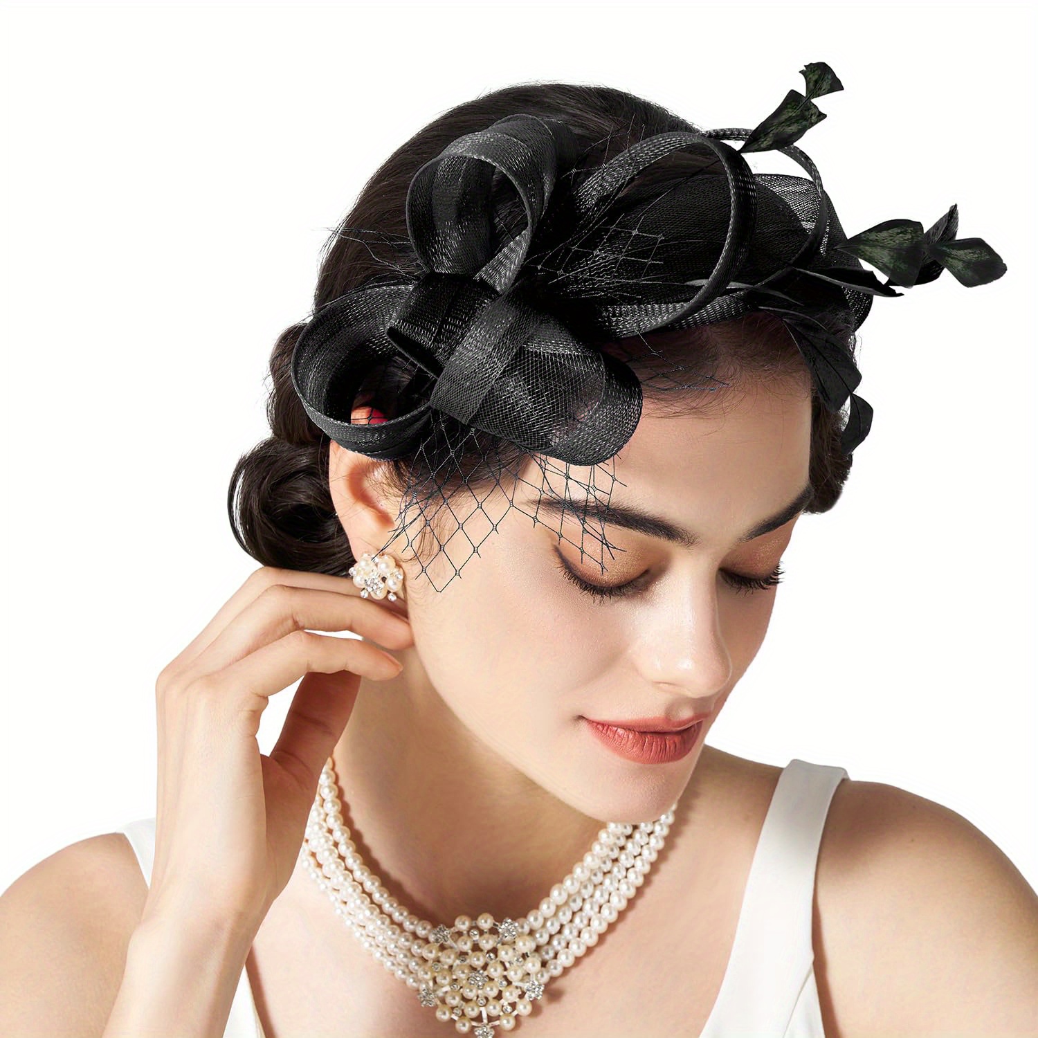 elegant mesh headband-black fascinator hair accessory with  display picture 3