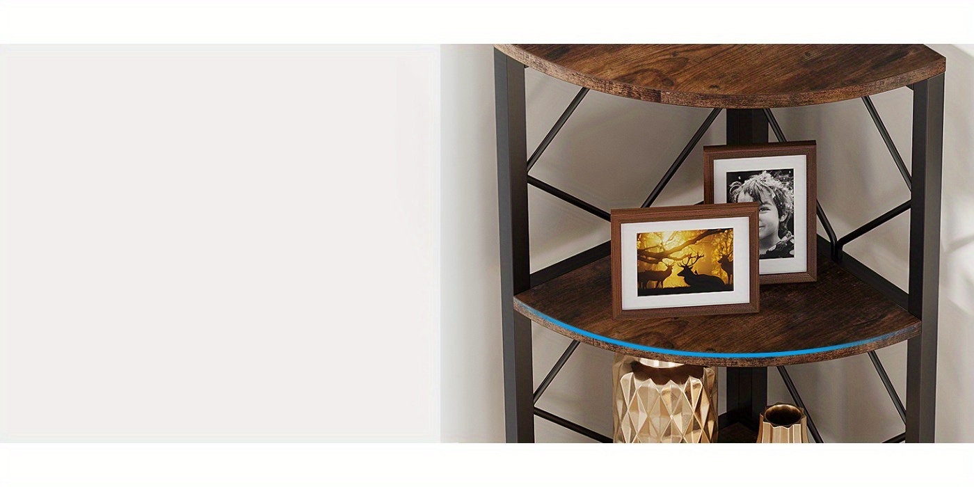 Raft de colț cu 7 niveluri, 199.9 cm înălțime extra pentru bibliotecă de colț, Raft modern subțire pentru spații mici și înguste, Suport de depozitare din lemn pentru sufragerie, birou acasă, Rafturi metalice pentru depozitare