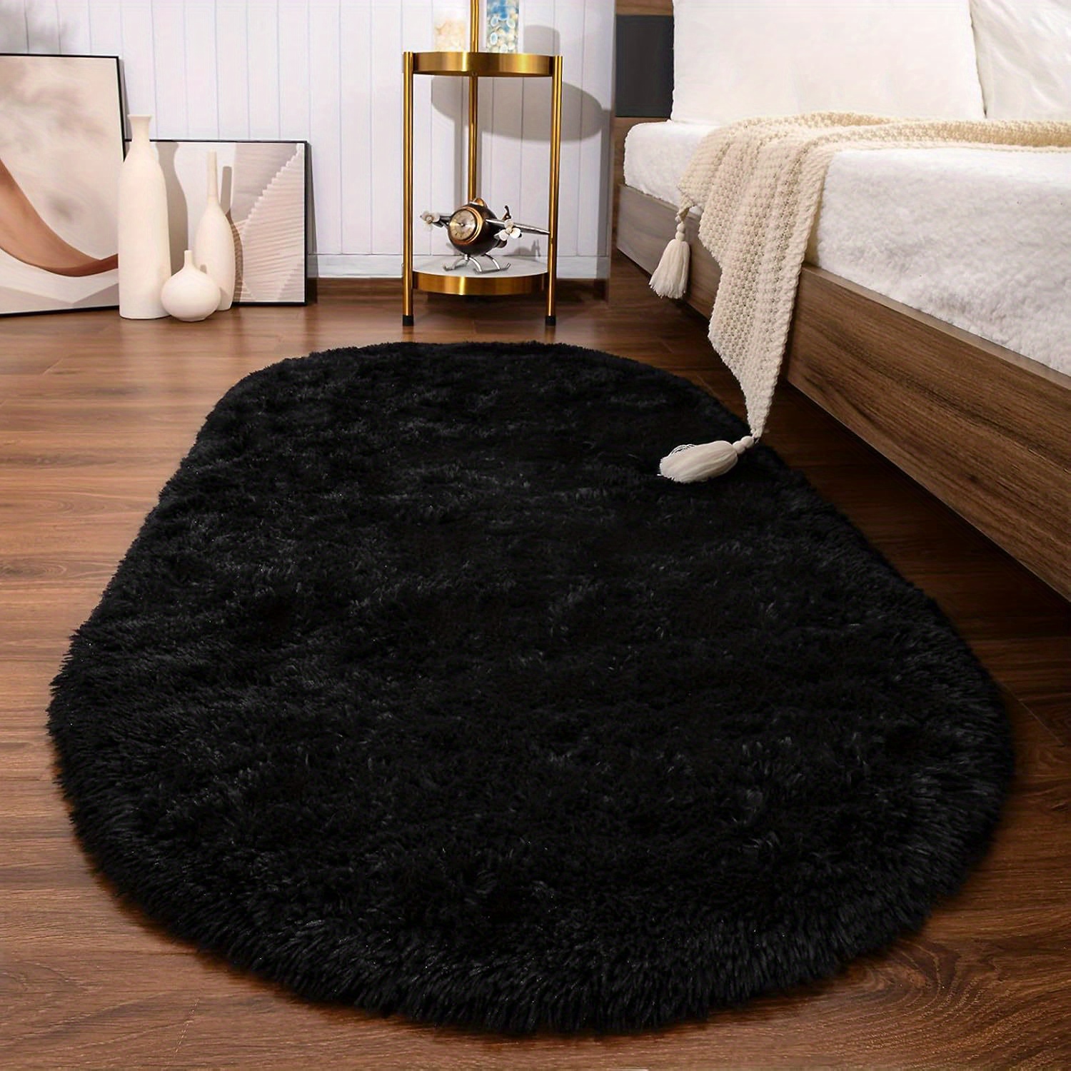 valentines day fluffy rugs for bedroom shag cute area rug for women and men room home   6 x 5 3 feet oval indoor carpet for dorm living room black