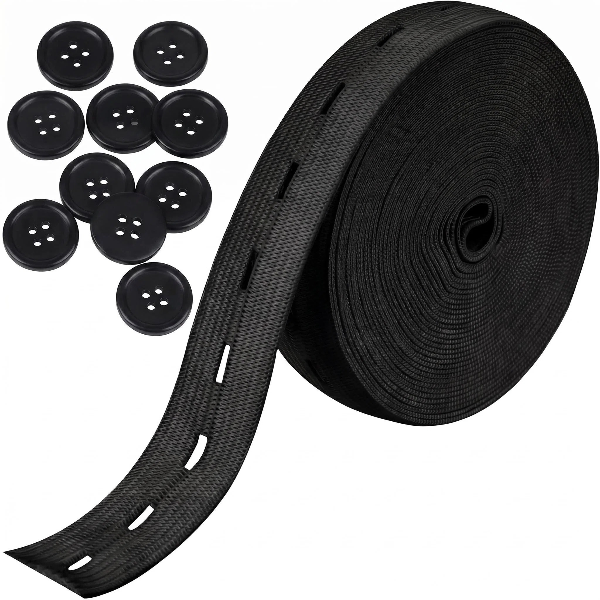 TEMU 3/4 Inch Elastic Sewing Band, In Black And White. Made Of High-elastic Knitted Material For Sewing Use, Designed To Tighten Waistbands. Equipped