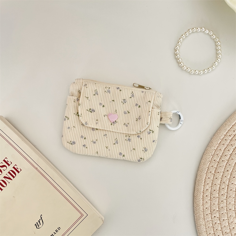 TEMU Corduroy Coin Purse, Women's Wallet, Zipper Card Holder, Bank Card Id Bag, Lipstick Makeup Bag