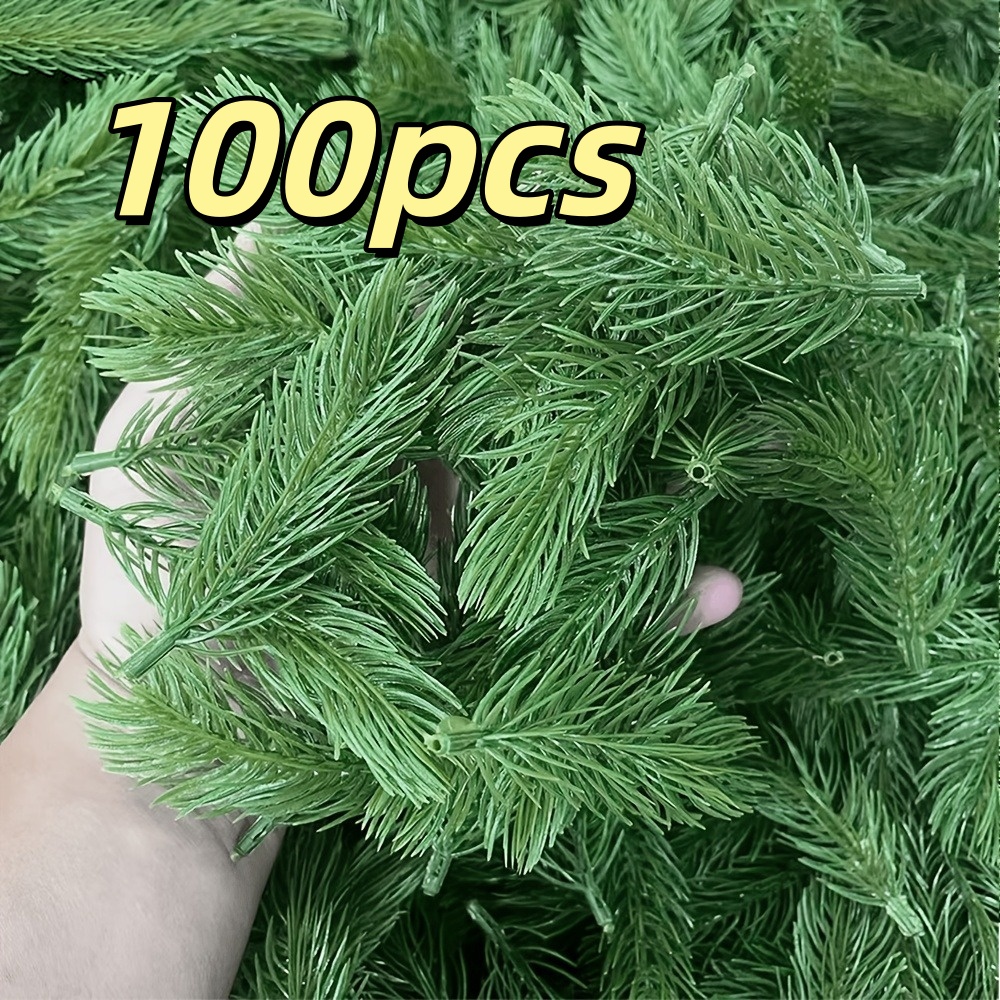 TEMU 100pcs, 10cm Artificial Pine Branches, For Wreaths And Home Garden Decoration | Ideal For Christmas Home Decor, Perfect Realistic Pine Needle