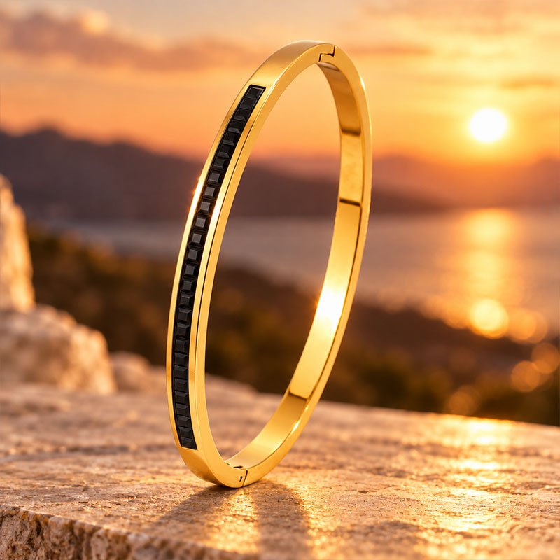 Women's 2pc Adjustable Bangle and Ring Set, Geometric Style