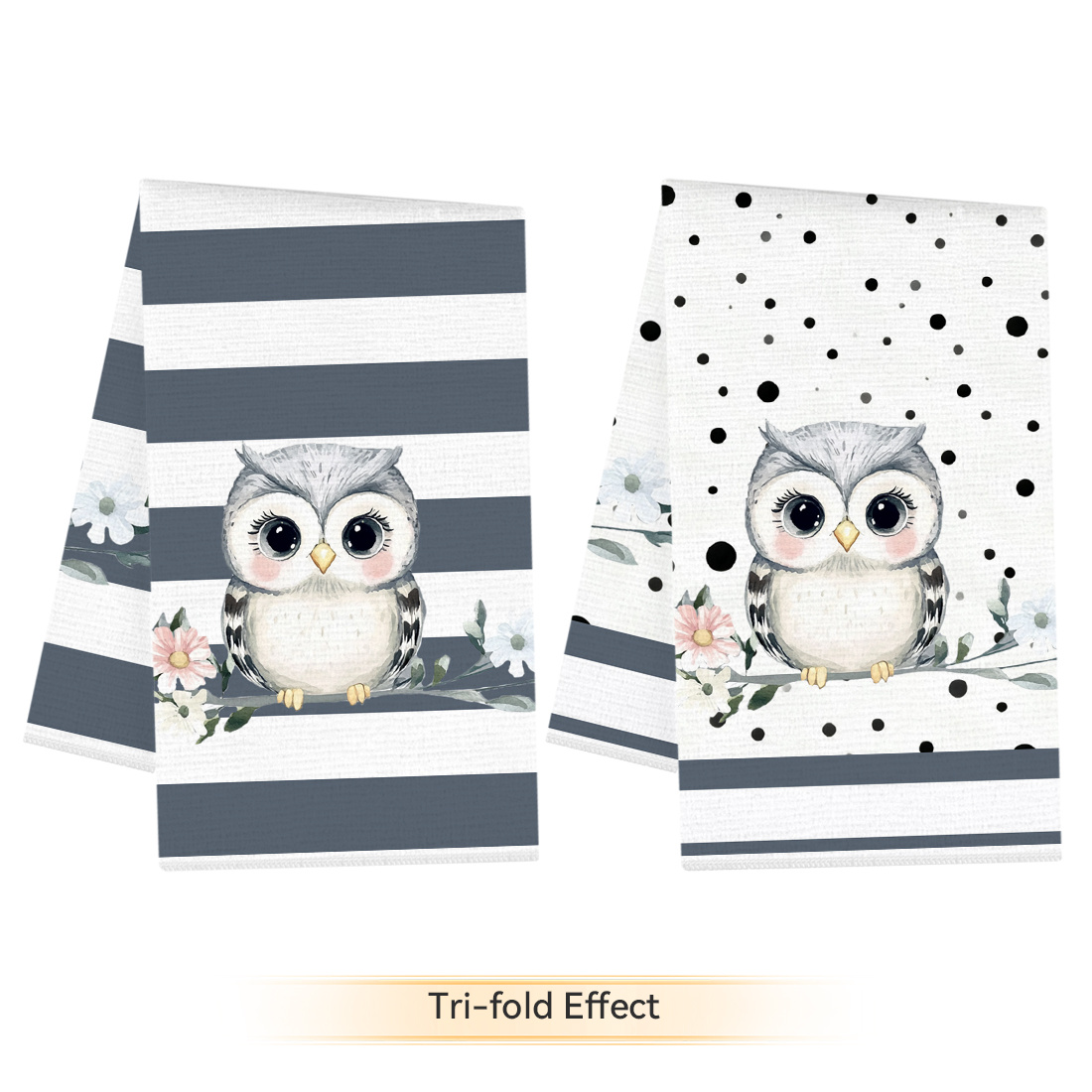 TEMU 2pcs Kitchen Towels, Owl Pattern Microfiber Kitchen Towels, 40*60cm/15.7*23.6in, Dish Cloths For Kitchen, Suitable For Bathroom Decor, Holiday