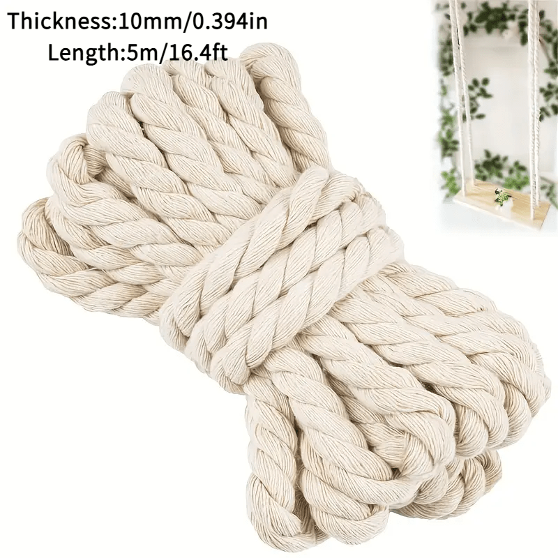 Image of 10mm Thick Twisted Rope, 3-strand Braid Cord, Suitable For Handmade Projects, Home Decor, Holiday Decor, Bundling Rope, Cat Scratching Rope, Super Practical