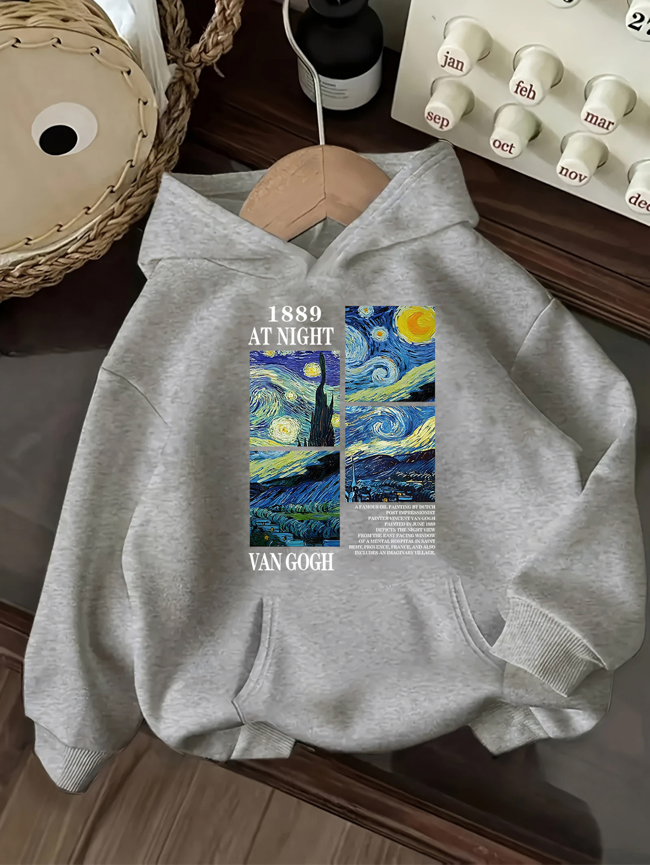 sweat à capuche femme de étoilée de van - pull doublé en avec imprimé 1889 at night , manches longues et poches, parfait pour l automne/hiver, style décontracté, vêtements d automne hiver | design | s Détails du produit 5