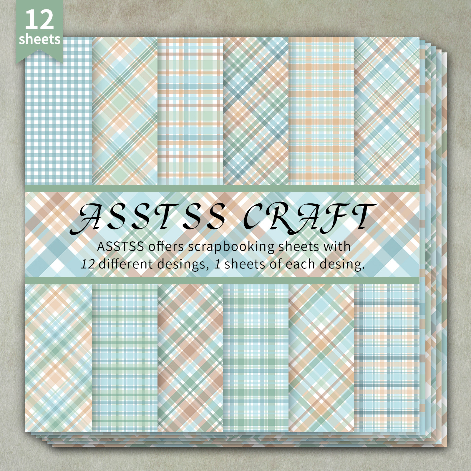 TEMU 12-sheet Asstss Heavyweight Scrapbooking Paper Pad Suitable For Journaling, Collage Art, Greeting Cards - 6"x6" Floral & Plaid Cardstock With