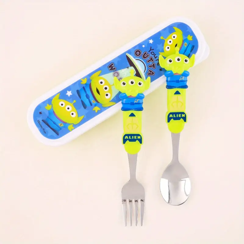 3pcs stainless steel cutlery set space themed spoon fork box durable lightweight lunch camping picnics ideal gift for friends camping essentials design durable utensils camping accessories Product details 4