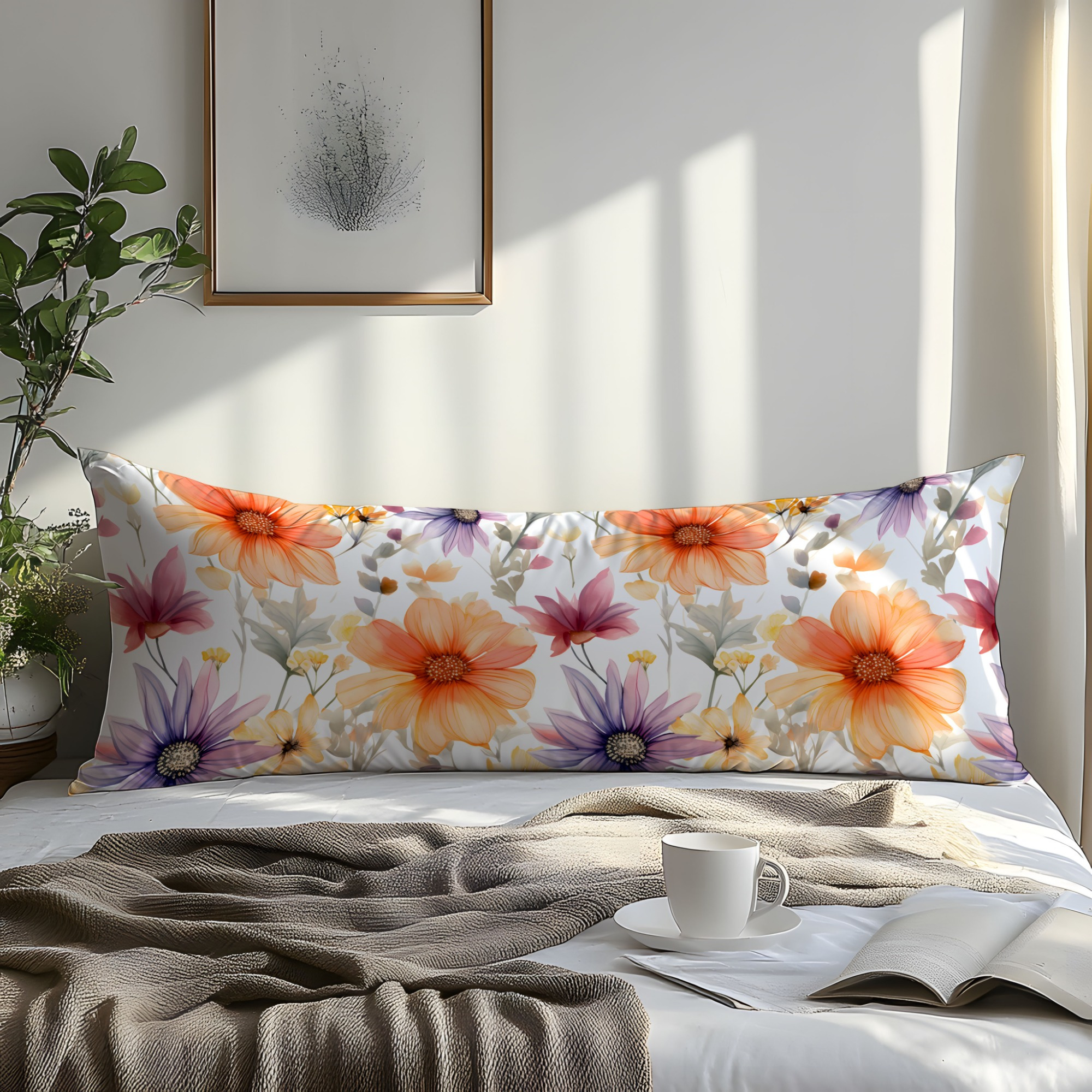 1pc orange floral 3  print pillowcase soft comfortable   fabric machine washable envelope closure woven plain weave ideal for bedroom   hotel gift ready details 6