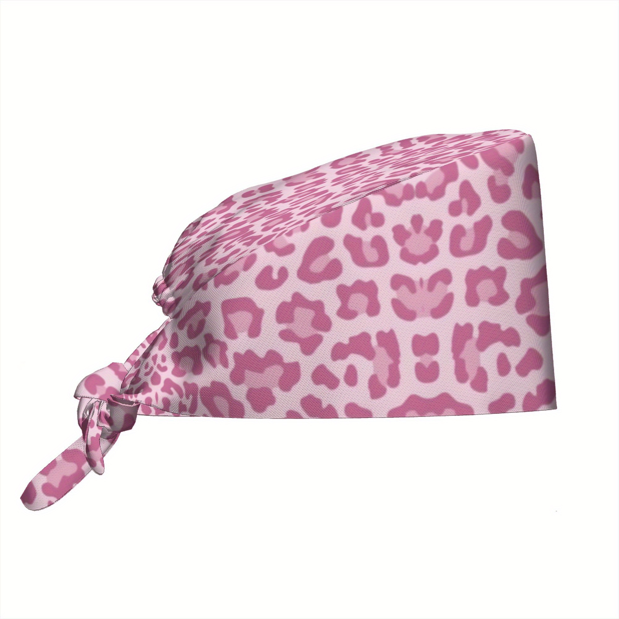 TEMU 1 Gorro de Estampado de Leopardo, Gorra de Enfermera - Puntos Rosados, Tela y Fácil de Limpiar para Halloween, Navidad, Acción de Gracias, San