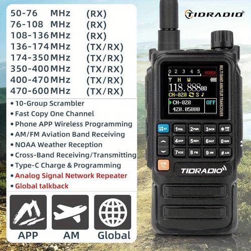 h3 plus radio handheld two way radio long range walkie talkie with am fm wireless earphones wireless programming rechargeable battery usb c charging clear call quality suitable for outdoor camping and hunting