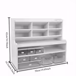 LocalQuick Assembly Multi-Tier Desktop Shelf - Heavy-Duty Square Grid Shelving Unit with Matte Table, Space-Saving Vertical Storage Compatible for Books, Makeup Brushes, Stationery - Assembly for Office & DeskOpen in new tab.