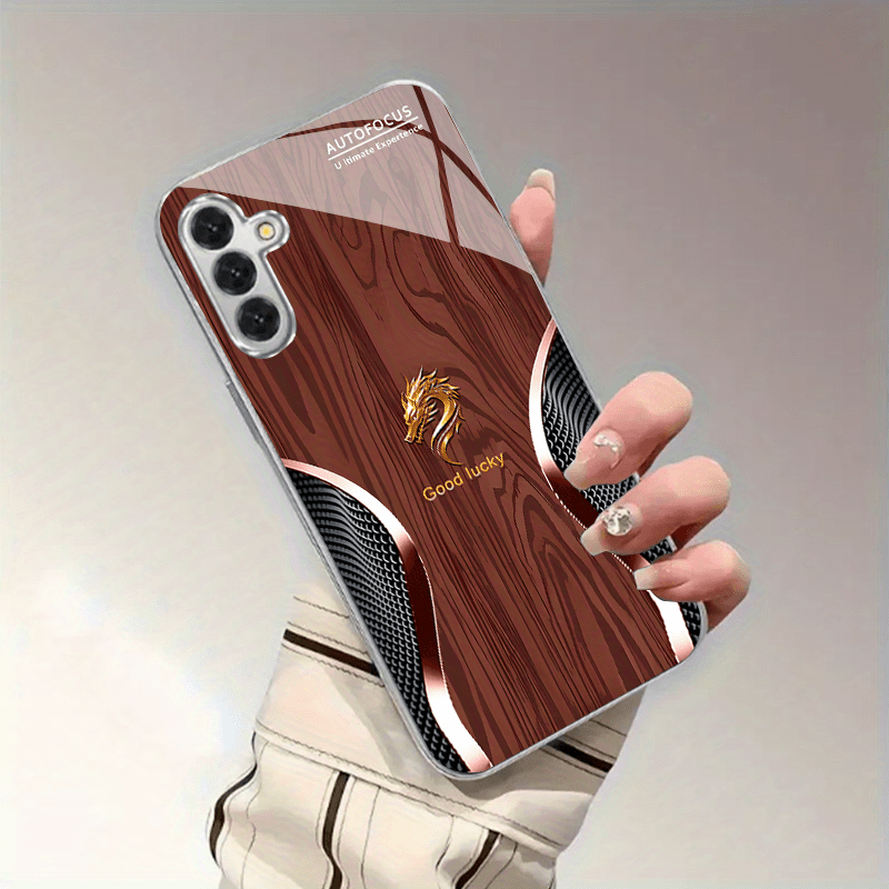 TEMU Phone Case: High-end Luxury Business Printed Head Pattern Trendy Fashion New Electroplated Glass Phone Case, Suitable For Galaxy S25 Plus, S24