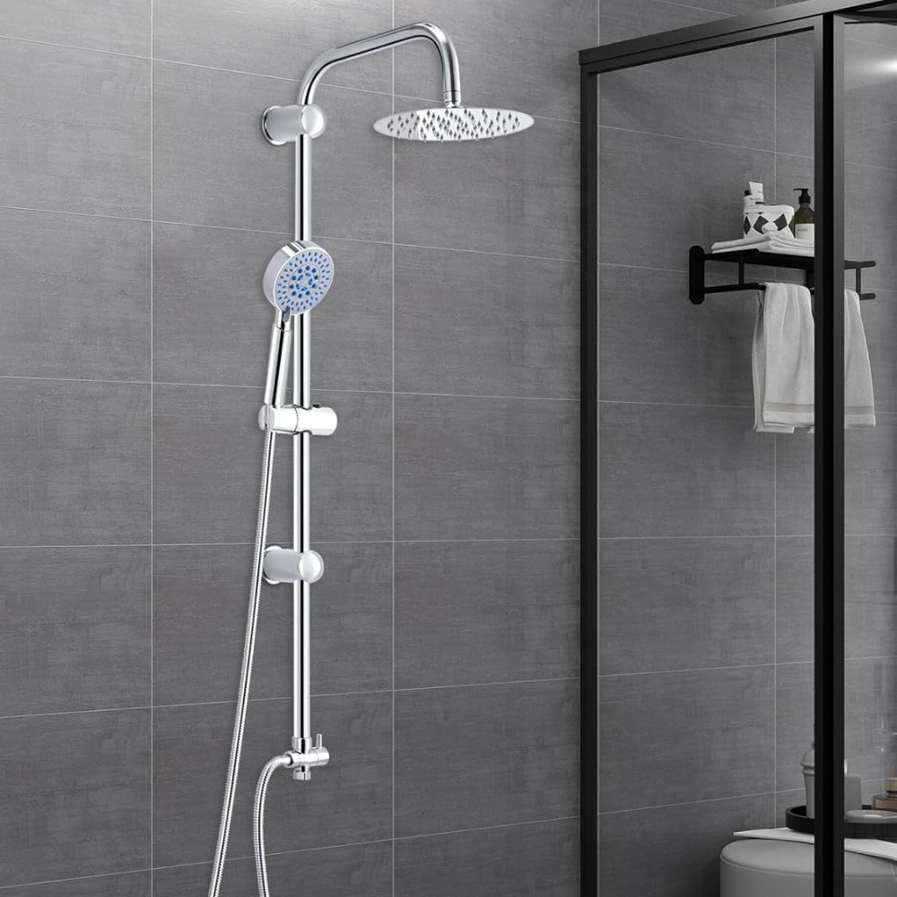 Shower Set Mixer with Overhead Rain Shower and Adjustable Temperature