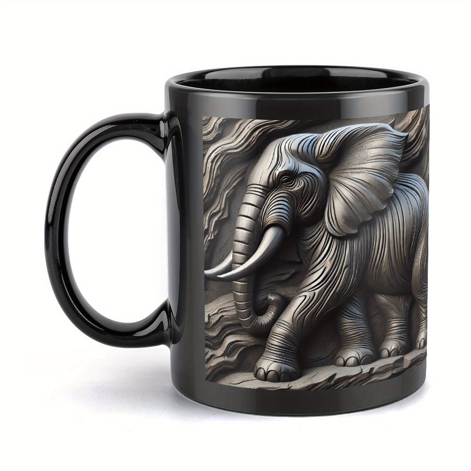 1pc grappige olifant keramiek 11oz zwart cartoon - Temu Netherlands, image size:1600x1600