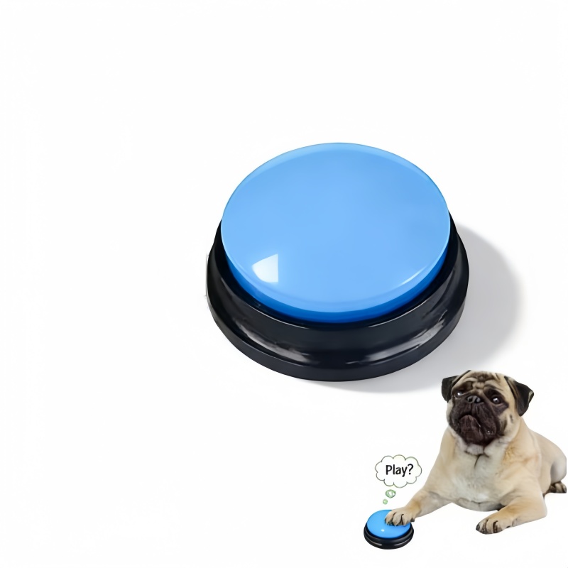 E-shop 30-Sekunden-Tastenaufnahmefunktion, Haustier-Kommunikationstasten-Lautsprecher, Interaktives Hundetrainingswerkzeug, Batteriefrei (rosa/blau),