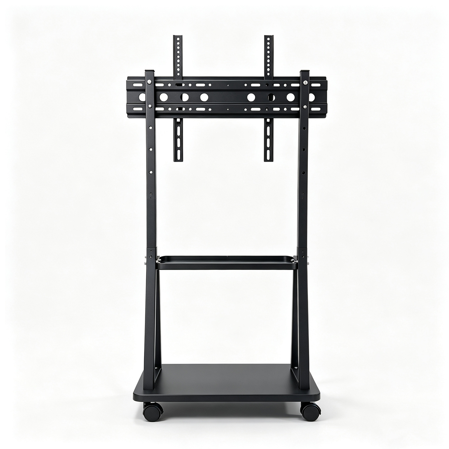 Image of 1 Set Steel Mobile Tv Floor Stand With Storage Shelves Rolling Casters 360 Degree Rotatable Trolley For Living Room Conference Room Television Mount