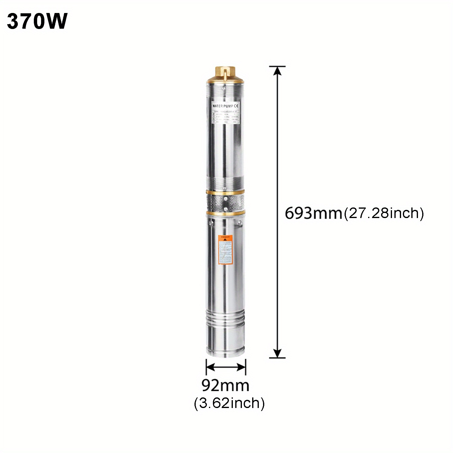 370w-1100w Stainless Steel Submersible Well Pump, 4000l/h , Ideal For Wells, Manholes, And Reservoirs