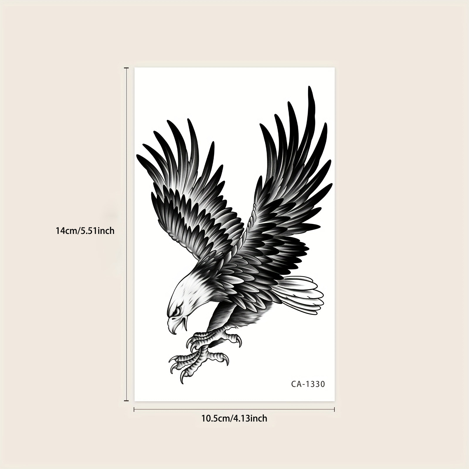 Eagle Temporary Tattoo Sticker - Waterproof And Edgy Dark Style, Realistic Design For Men, Lasts 1-3 Days, Perfect For Statement Fashion