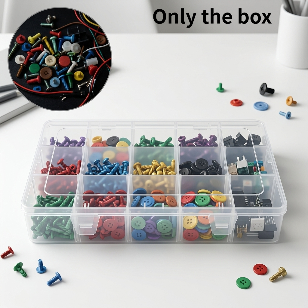 TEMU Boîtes de rangement en plastique à 15 compartiments avec séparateurs amovibles, organisateur pour perles, bijoux et loisirs créatifs, bac de tri