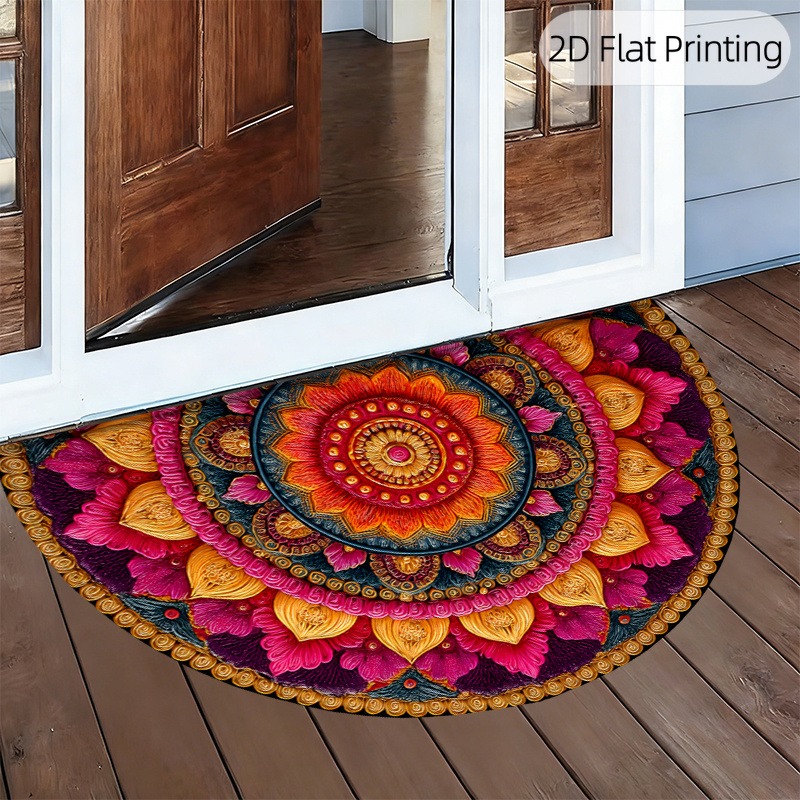 TEMU Doormat, Doormat 1pc 2d Flat Mandala Pattern Rug, Home Decor Rug, Bedroom Decor, Small Rug, Creative Fashion Rug, Living Room Rug, Small Living