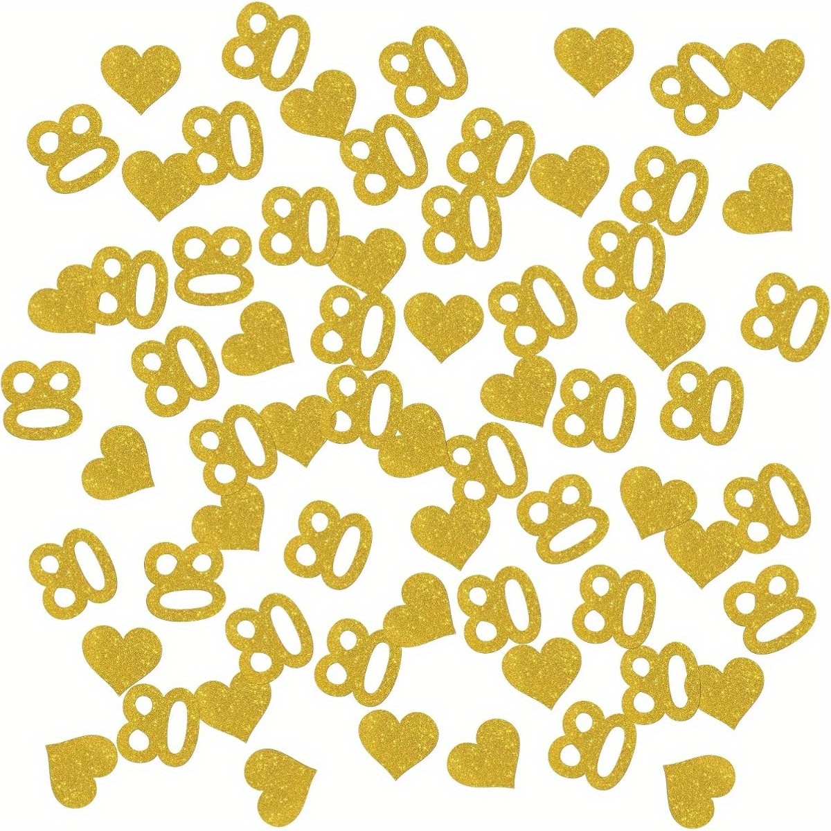 Image of 88pcs Golden Glitter Heart-shaped Paper Flowers Suitable For 80th Birthday Party Decorations, 80 Years Milestone Table For Anniversary, Elegant Table Centerpieces For Birthday Party Supplies