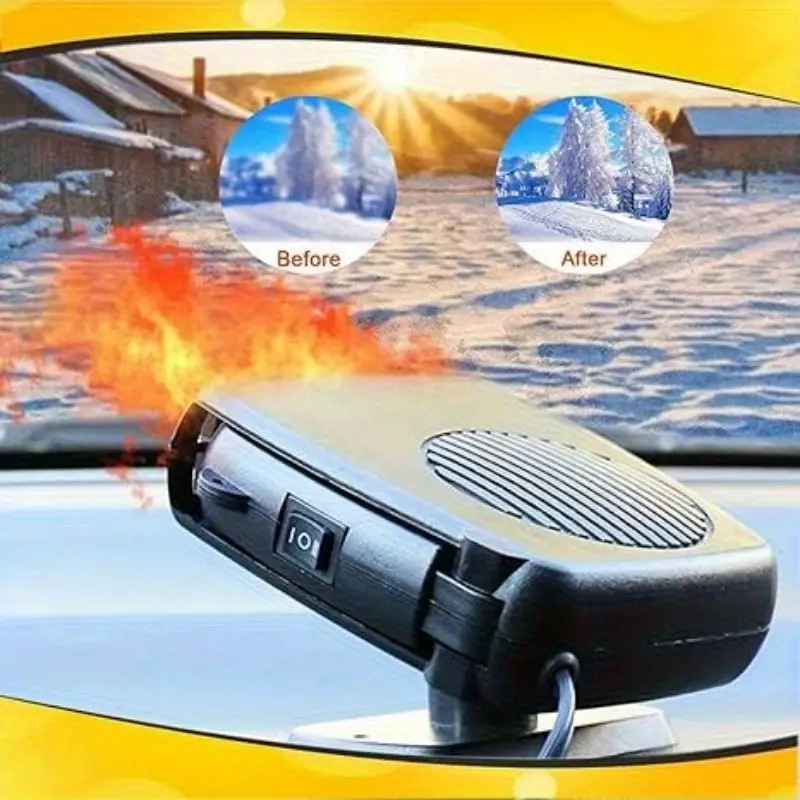 Calentador Y Ventilador Para Auto 2 En 1 – Portátil, 12V, Desempañador Rápido, Rotación 180°, Ideal Para Invierno Y Verano
