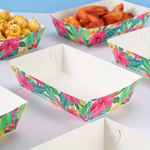 48pcs tropical chip box food tray paper popcorn box suitable for birthday party gift picnic camping bbq
