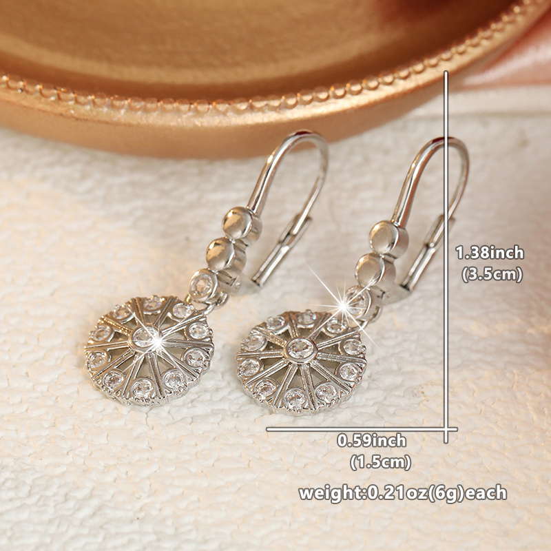 Light Luxury Women's Drop Earrings with Sun Pattern Design