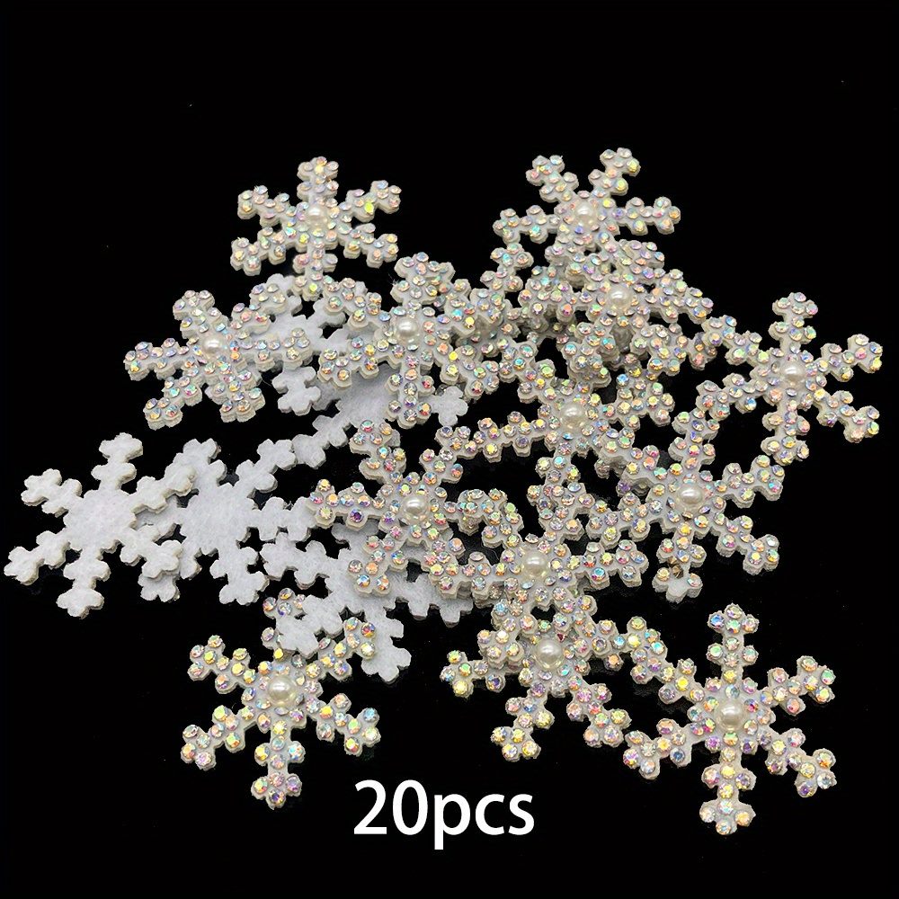 Image of 20pcs Of Rhinestone Snow Fabric Appliques For Crafting, Weddings, Clothing Decoration, , And Card Embellishments