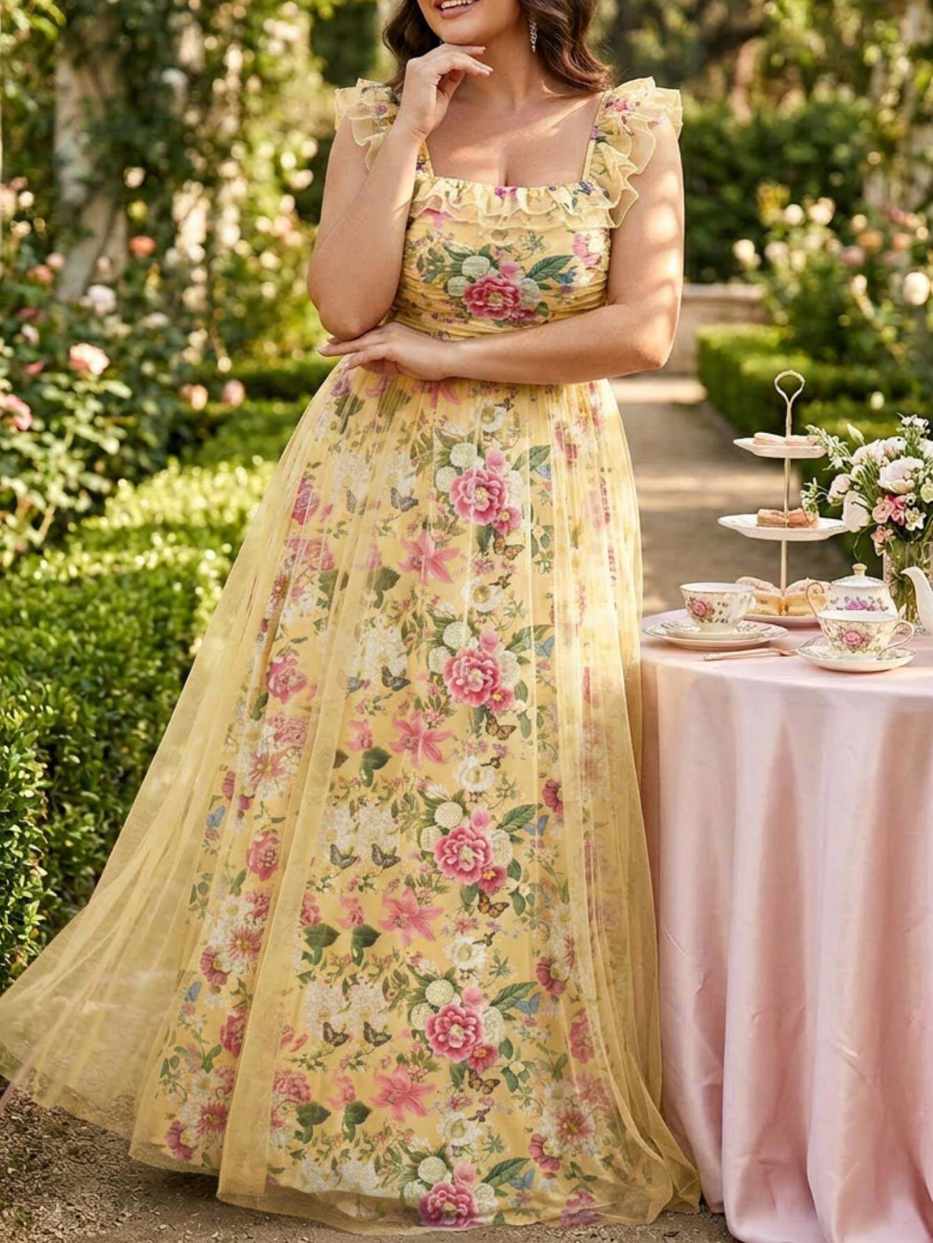 floral embroidered dress sold on Temu United States