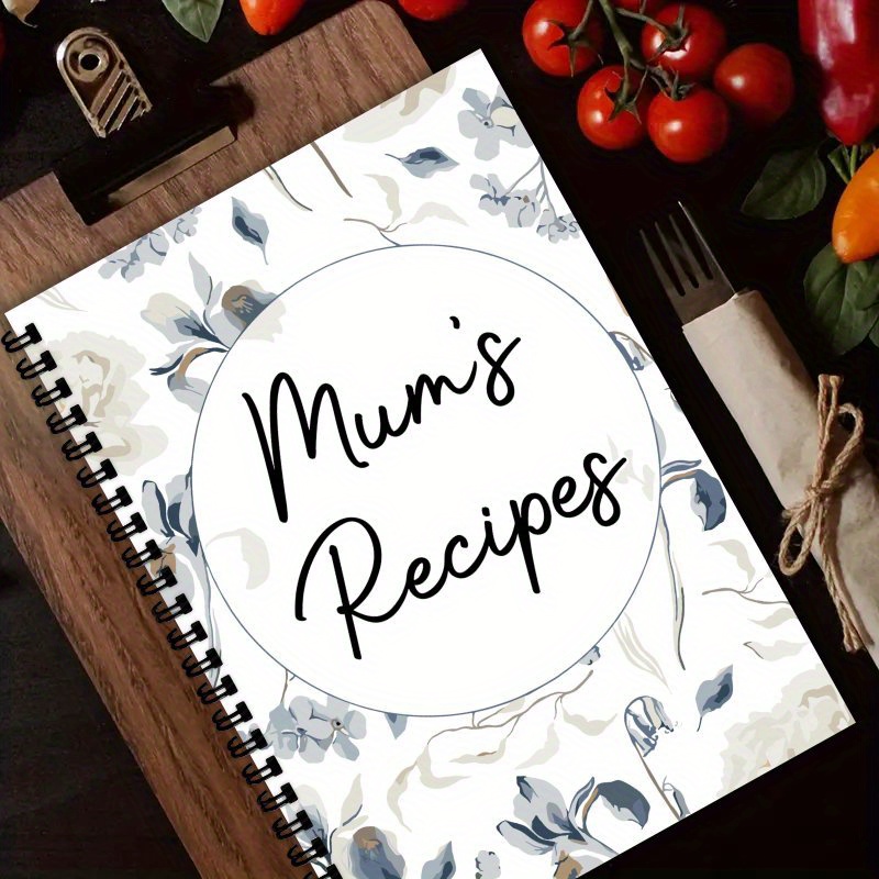 TEMU A5 Mom Recipe Notebook - Floral Spiral Bound Recipe Organizer With + Recipe Capacity, Kitchen Journal For Home Cooks & Food Enthusiasts, Elegant