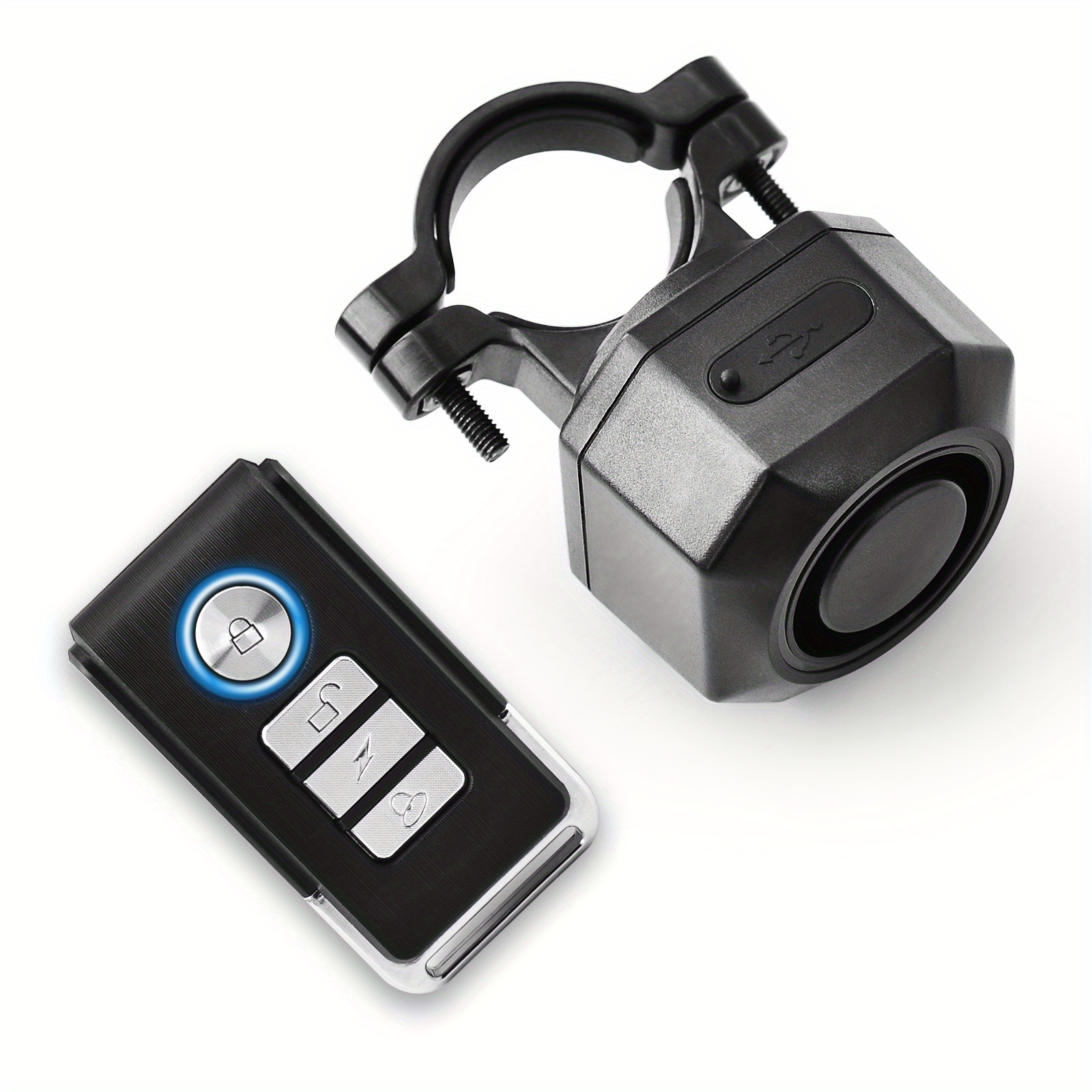 TEMU Bike Alarm Usb Rechargeable With Mount, Bike Alarm With Remote, Bicycle Alarm System Anti Theft Wireless Bicycle Vibration Motion Sensor 110db