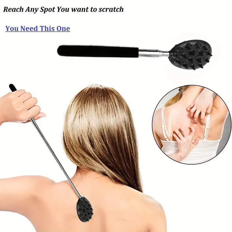 retractable back scratcher with 23 6 telescoping handle dual sided cactus design ergonomic pvc grip for portable massager for men women Product details 2