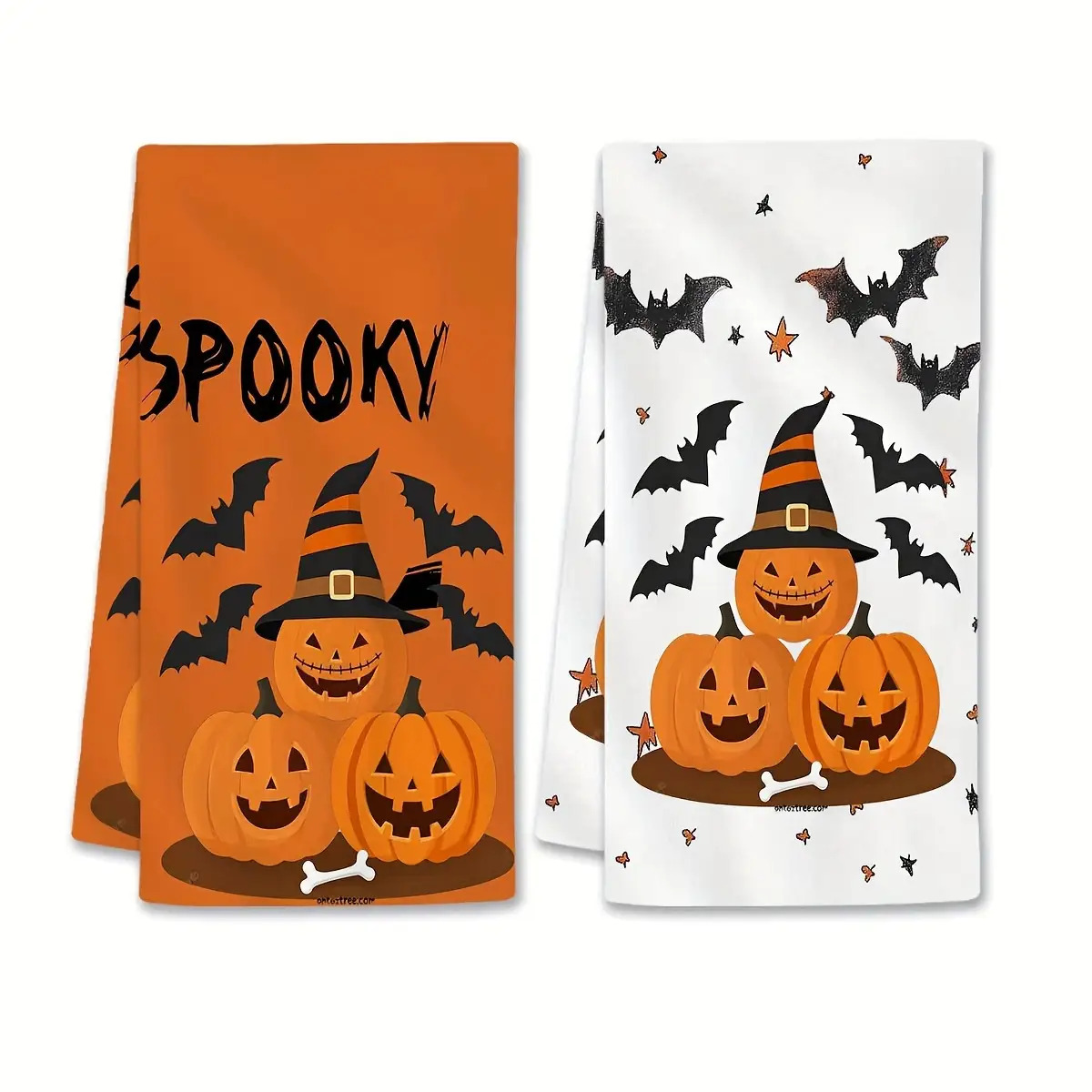 TEMU 2pcs Halloween Kitchen Towels, Pumpkin Bat Spooky Pattern S Bowl Towels Dish Cloths Drying Towels Kitchen Bowl Towels Set, Multi-functional