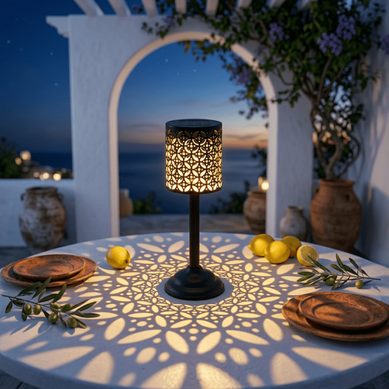 Romantic Solar Outdoor Table Lights With Shadow Pattern, Decorative Solar Lanterns For Wedding Reception, Bridal Shower, Anniversary, Party, Event & Patio Tabletop Decor