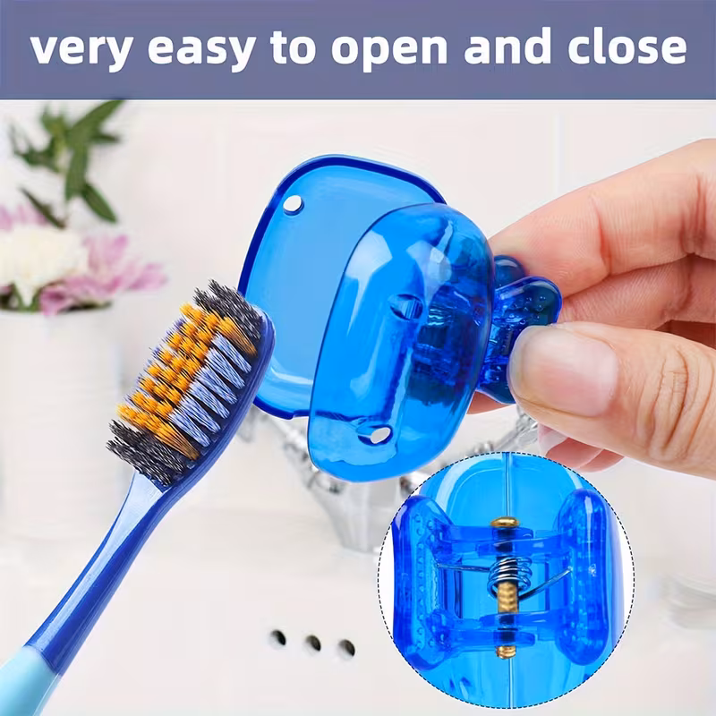 travel toothbrush covers hygienic ventilated toothbrush protectors waterproof reusable caps for bathroom on the go bpa free plastic compact design Product details 2