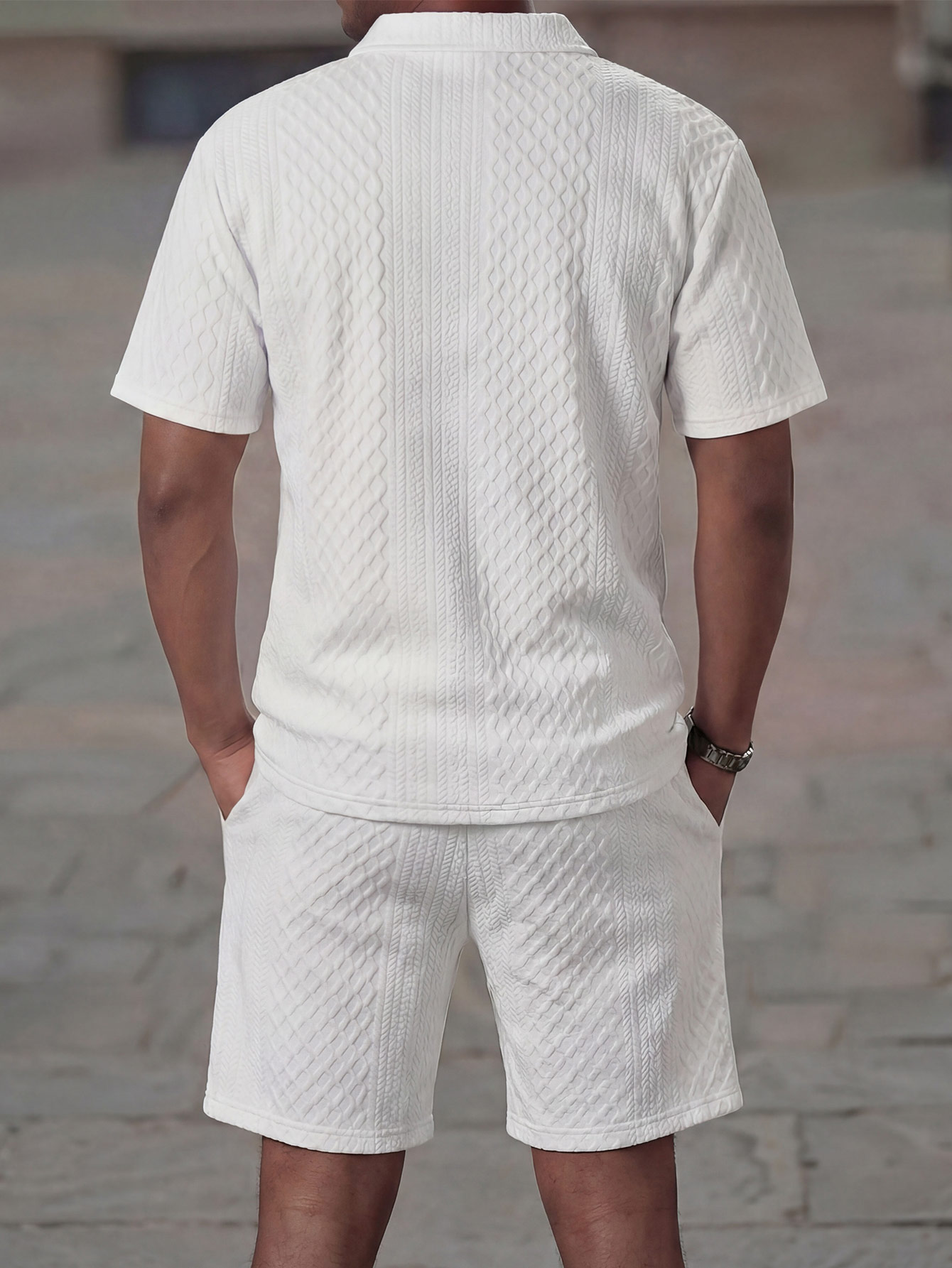 Casual Sporty Men's Short-sleeve Shirt and Shorts Set for Daily Outdoor and Commuting Wear