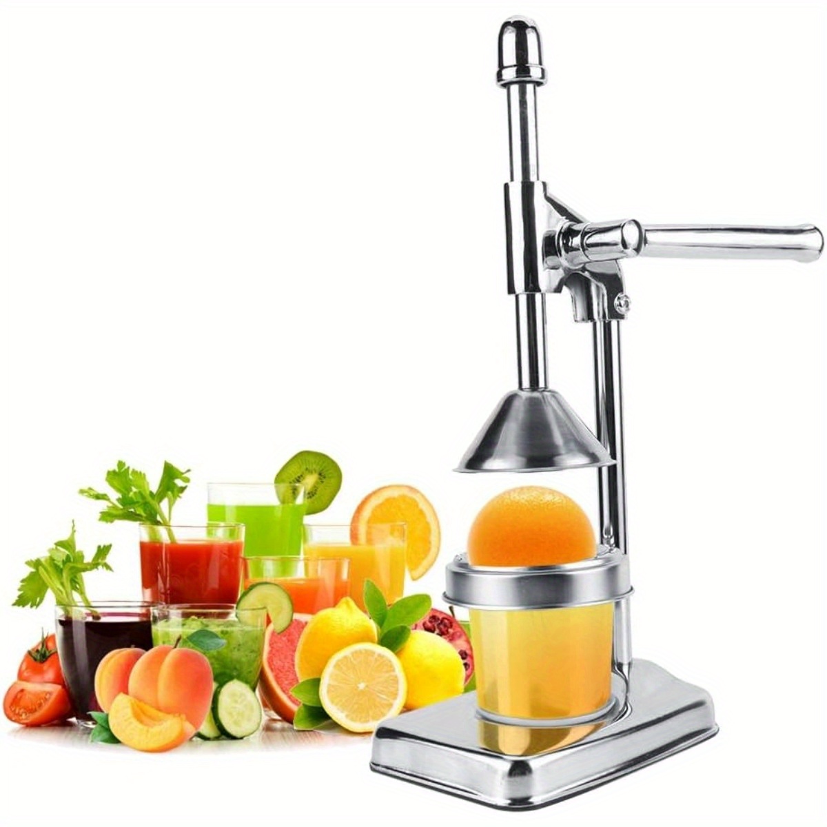 TEMU Toyvian Stainless Steel Manual Juicer, Operate, Specifically Designed For Extracting Juice From Oranges, Lemons, And Other Fruits. Portable