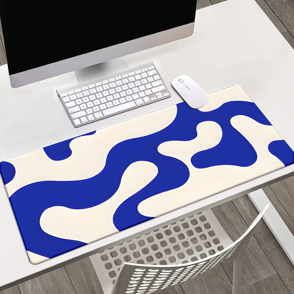 TEMU 1 Tapis de Souris Bleu Imprimé HD pour Bureau, Tapis de Souris XXL Multifonction, Tapis de Souris et pour Gaming, Tapis de Bureau pour PC et
