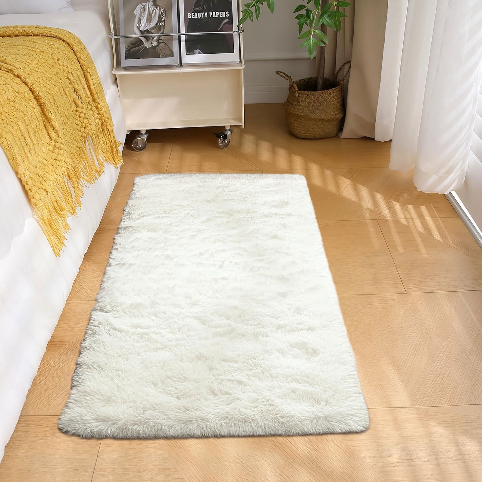 TEMU 1pc Rectangular Multicolor Friendly Soft Bedside Rug, Suitable For Colors And Sizes, , Comfortable Foot Feel, Christmas Gift Style, Bedside Rug,