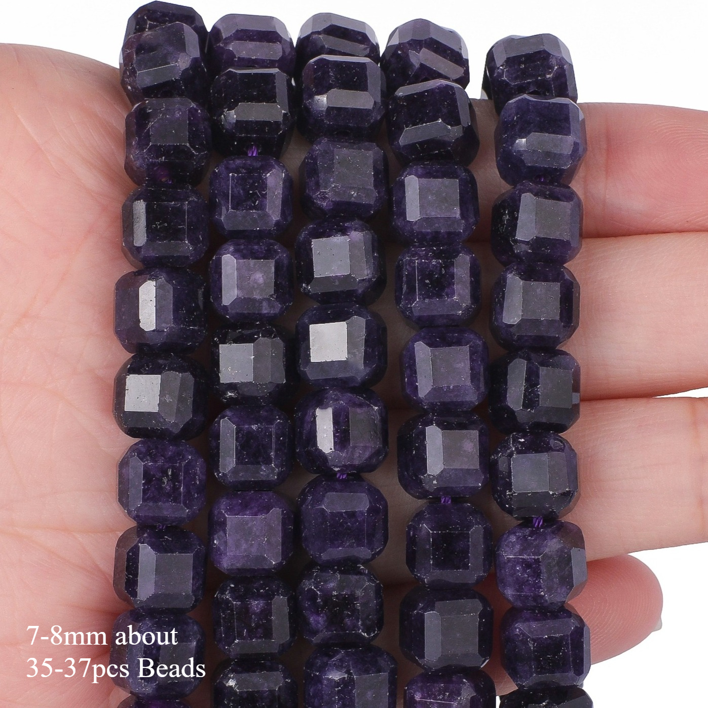 TEMU 7-8mm Aa Natural Dark Purple Amethyst Beads - Large Cubic Spacer Beads For Making, For Necklace, Bracelet, Earrings - Unisex Gift For ,