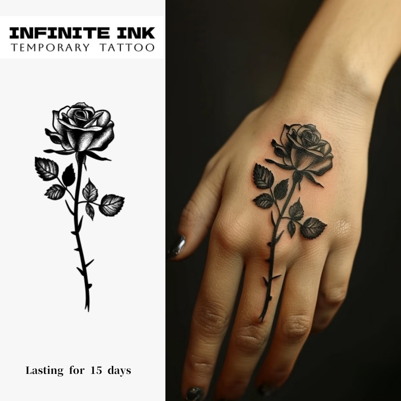 Temporary Rose Tattoo For The Back Of . Stickers Last Up To 15 Days And Are Perfect For Parties , Featuring A Non-reflective Design